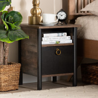 Baxton Studio SM-NS3840-Rustic Brown-NS Baxton Studio Vaughan Modern and Contemporary Two-Tone Rustic Brown and Black Finished Wood Nightstand